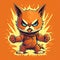 powerful angry cat illustration ai generated