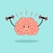 Powerful brain concept vector illustration. Brain training in flat design. Brain lifting dumbbells. Mind exercise and concentratio