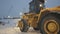 Powerful Bulldozer Clears Snow from Road and Car Driving