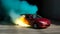 Powerful Car Burning Rubber - A High-Octane Display of Speed