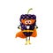 Powerful cartoon blackberry superhero, funny berry