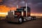 Powerful custom semi truck on open road. Generative AI