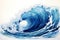 Powerful Deep Blue Isolated Sea Wave. AI