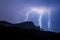 A powerful discharge of lightning over the black sea