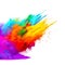 Powerful explosion of colorful rainbow holi powder on transparent background. Saturate paint backdrops, powder splash.