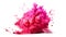 Powerful explosion of pink holi powder on transparent background. Saturate pink smoke paint explosion, fume powder