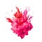 Powerful explosion of pink holi powder on transparent background. Saturate pink smoke paint explosion, fume powder