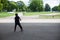 Powerful funny young guys are trained in a skate park