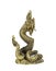 Powerful golden Naga amulet is the symbolic of disciple in Buddhism isolated white background.