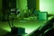 Powerful industrial green laser equipment in a laboratory for physics research