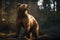 A powerful and intimidating Kodiak Bear standing on its hind legs, showing off its powerful and intimidating nature. Generative AI