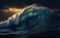 A Powerful Large Eave Breaking Storm on the Blue Ocean