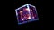 Powerful magic ice bolt cube fusion and violet power mystery energy surface and eternal flame cube in core