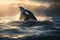 A powerful and magnificent Orca swimming in the ocean, showing off its powerful and magnificent nature. Generative AI