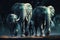 A powerful and majestic elephant family walking together Generative AI