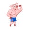 Powerful male pig bodybuilder shows his impressive muscles