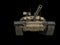 Powerful military tank - desert sand color - low angle front view