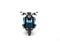 Powerful modern blue chopper motorcycle - front view