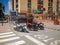 Powerful motorcycles parked on a city street. Calella, Spain