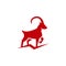 Powerful mountain goat icon in flat style