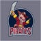 Powerful Pirate Captain Color Logo Illustration Design