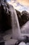 Powerful Seljalandsfoss waterfalls in a freezing winter day, Iceland, Europe