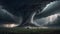 Powerful storm clouds with Tornado, Generative AI