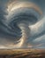 Powerful storm clouds with Tornado, Generative AI