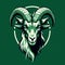 Powerful Symbolism: Green Goat Logo With Strong Facial Expression