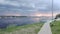 Powerful thunderstorm over the river