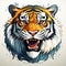 Powerful Tiger Mid-Roar with Vibrant Illustration and Bold Colors. AI generation