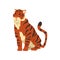 Powerful tiger sitting, wild cat, predator cartoon vector Illustration on a white background