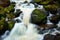 Powerful water cascading down a hill