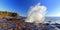 Powerful Wave Crashes into the Sandstone Shelf at Botanical Beach Provincial Park, Vancouver Island, British Columbia, Canada