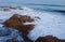 Powerful Waves of the Atlantic Ocean on the Ghana Cape Coast coastline