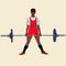 Powerlifting. Deadlift. African American athlete lifting barbell