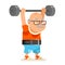 Powerlifting fitness healthy activities grandfather adult old age man character cartoon flat design vector illustration