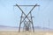 Powerlines in Namibian desert.