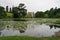 Powerscourt House and Gardens with lake and fountain in Enniskerry, Co. Wicklow, Ireland