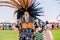Powwow.  Native Americans dressed in full regalia. Details of regalia close up.  Chumash Day Powwow