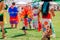 Powwow.  Native Americans dressed in full regalia. Details of regalia close up.  Chumash Day Powwow