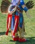 Powwow. Native Americans dressed in full regalia. Details of regalia close up. Chumash Day Powwow