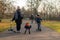 POZNA, POLAND - Dec 20, 2020: Woman with kids at a park