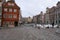 Poznan,Poland -December 6,2021:excavation work, renovation of cobblestones in the Old Market Square in winter