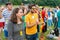 Poznan, POLAND - JULY 24, 2016: pilgrims praying, dancing and singing during Days In Dioceses just before The World Youth Day in