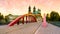 Poznan, Poland - September 9, 2020; Jordan Bridge and the Cathedral Basilica of St. Apostles Peter and Paul