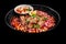 Pozole On Black Smooth Round Plate On Isolated Transparent Background Mexican Food