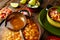 Pozole with mote big corn stew from Mexico in cooking pot