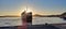 Pozzuoli - Traghetto in fase di attracco al porto al tramonto