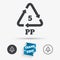 PP 5 icon. Polypropylene thermoplastic polymer.